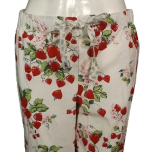 new NICK & NORA For Target Pajama Bottoms, M, Strawberry print, Pockets, Buttons - Picture 2 of 16